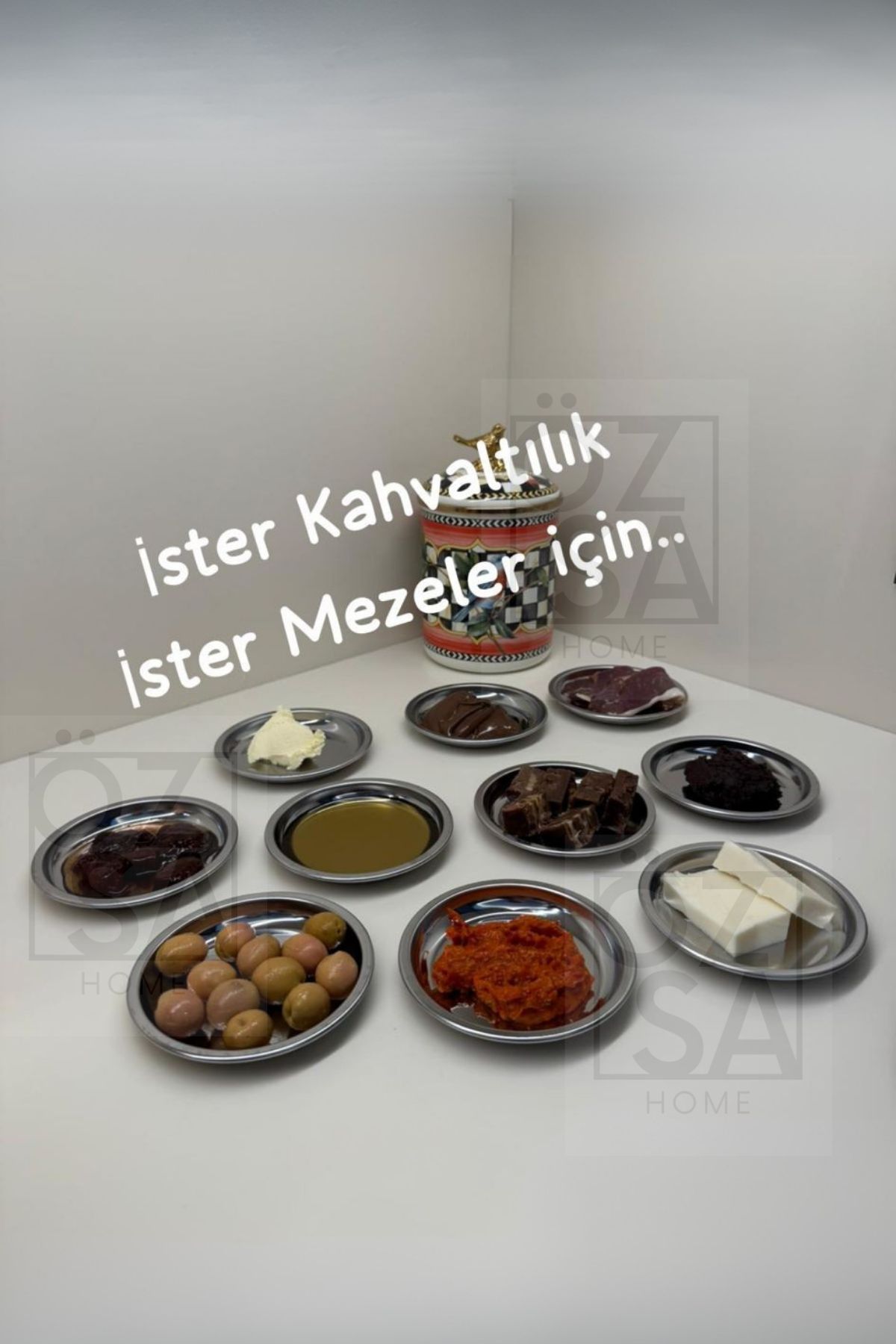 6'lı Çerezlik ve Kahvaltılık Mezelik Düz Tabak Dekoratif Sunum Tepsi Paslanmaz Çelik 11 cm Reçellik